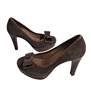 Schuler Sons Anthropology High Heel Shoes Woman 7 Tegu Platform Brown Mob Wife